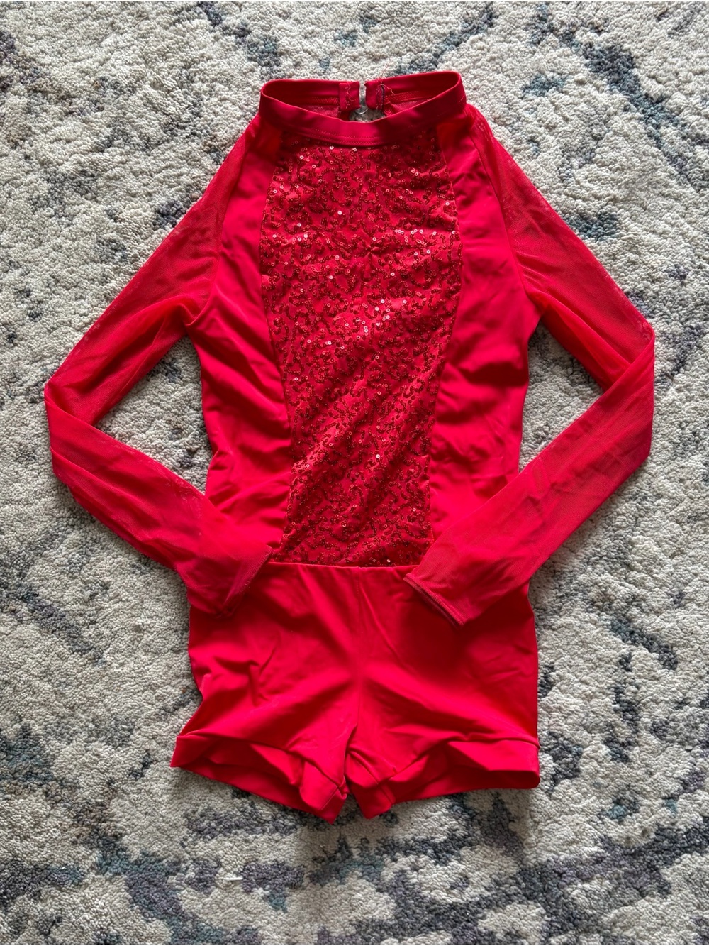 Weissman Sequin Red Biketard Dance Costume - Picture 2 of 6
